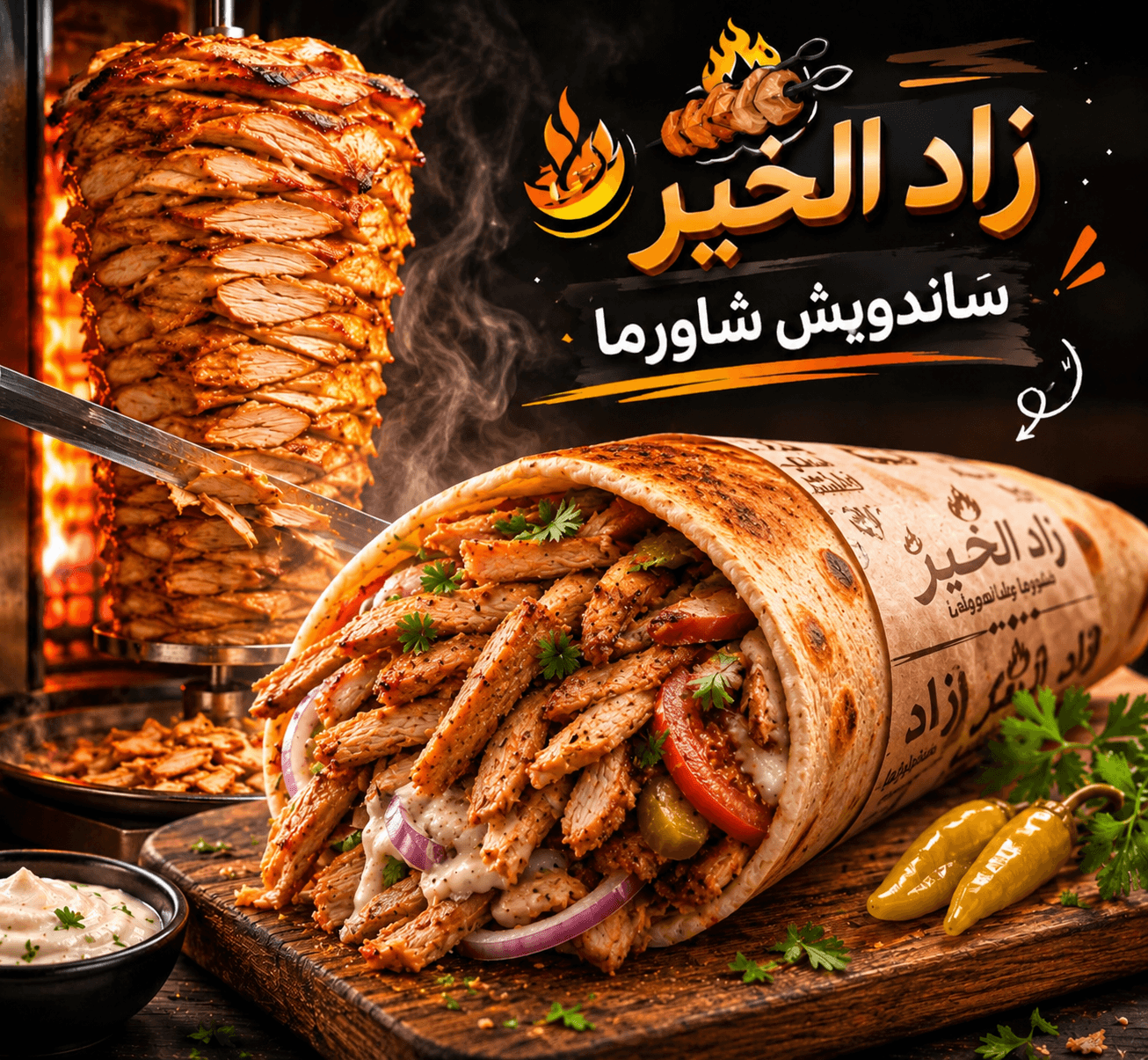 ساندويش شاورما دجاج كبير