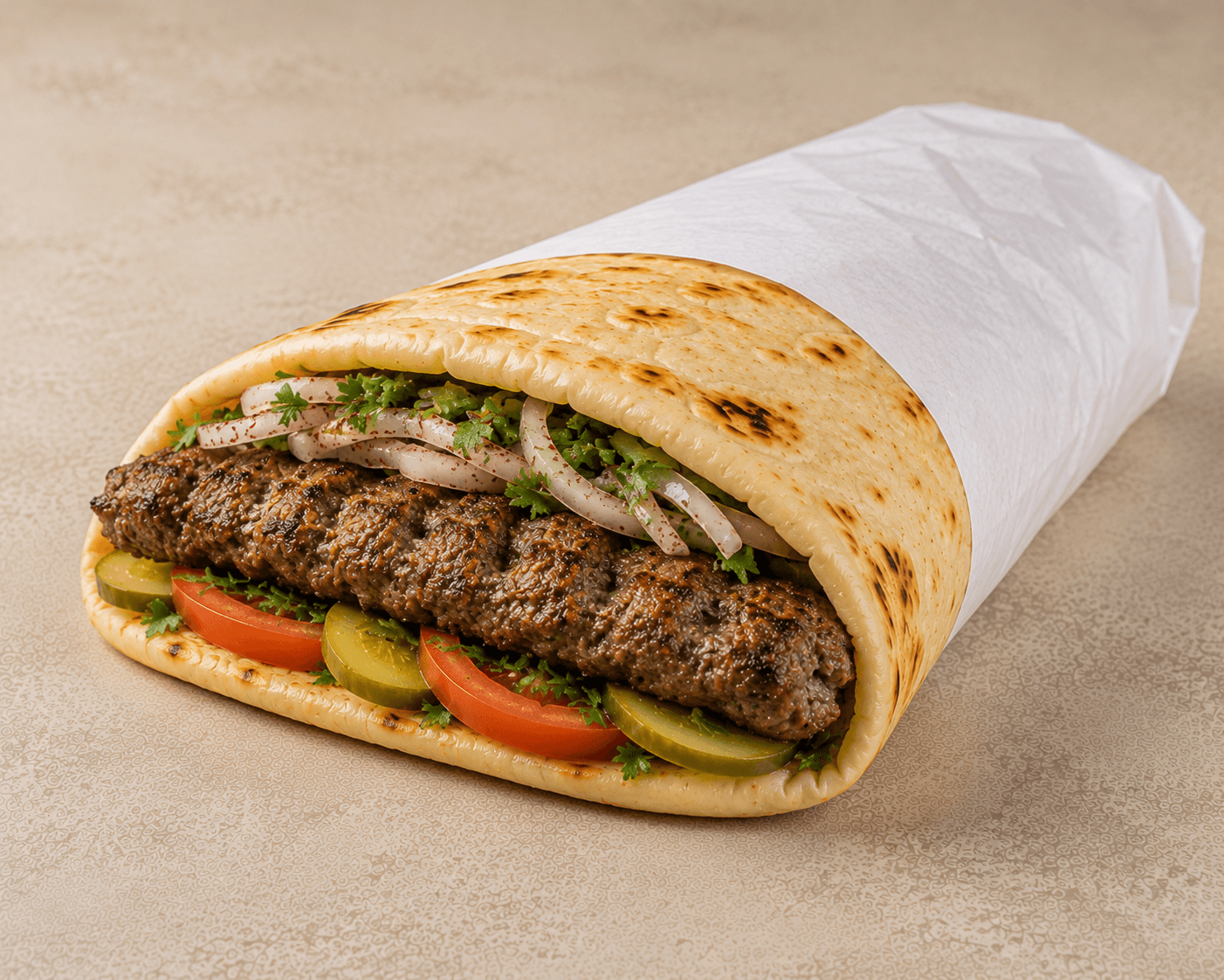 سندويش كباب لحم حجم كبير صاج