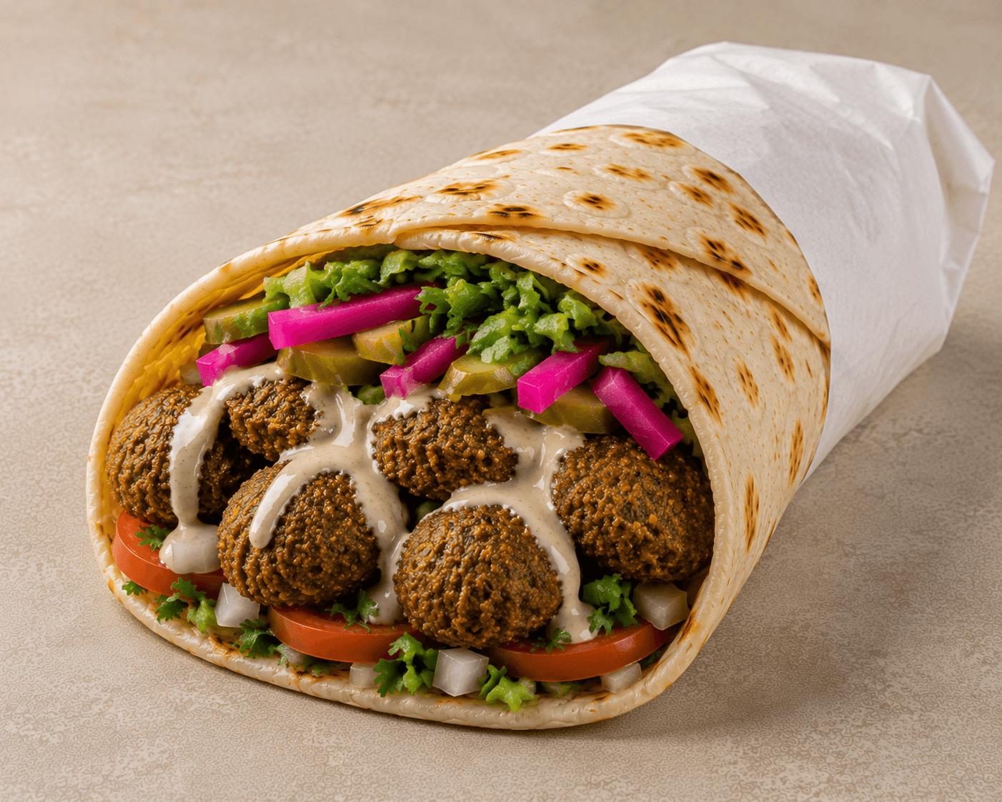 سندويش فلافل حجم كبير خبز صاج